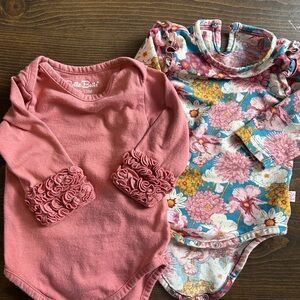 RuffleButts Baby Girl Bodysuit Bundle Floral & Ruffle Sleeve – 6-12M